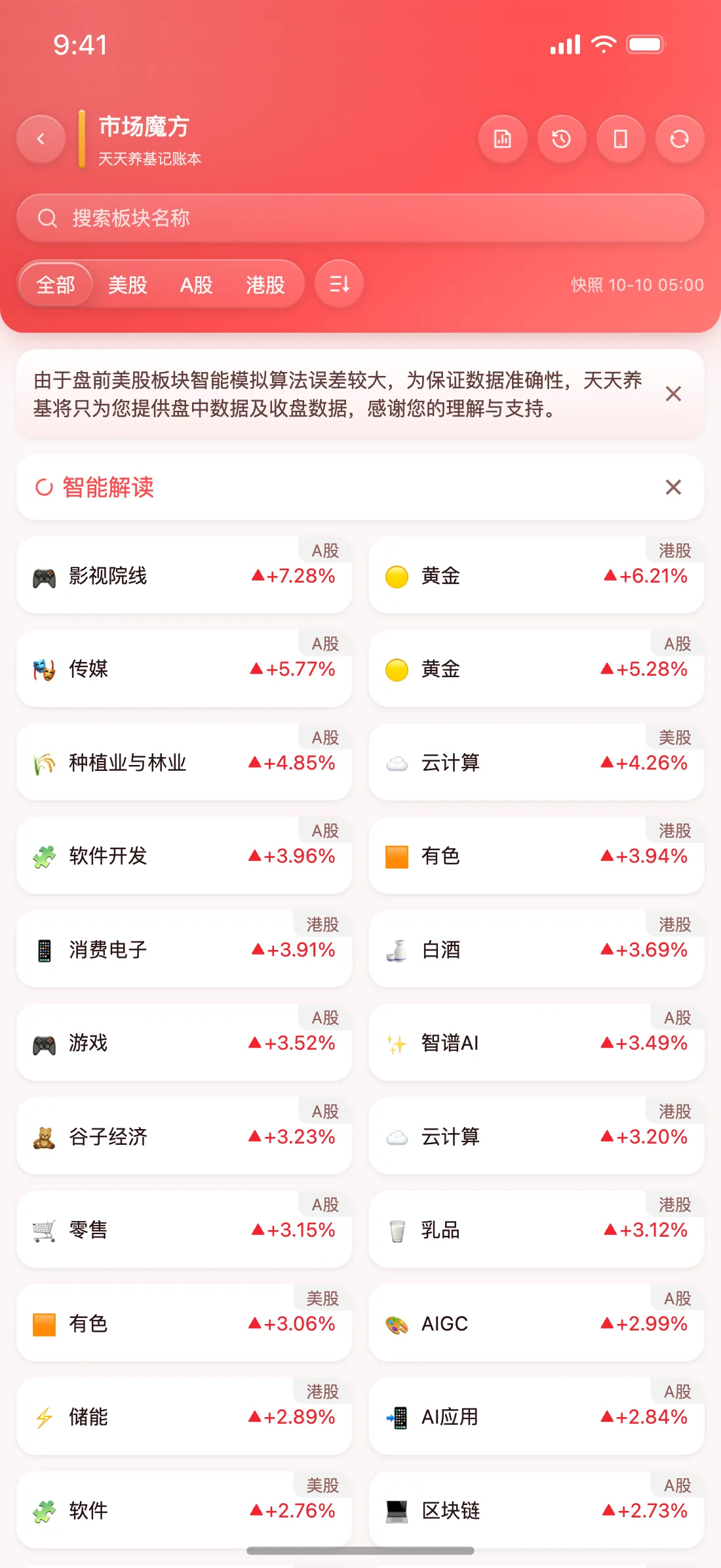 天天养基 App 市场魔方截图（中国红）