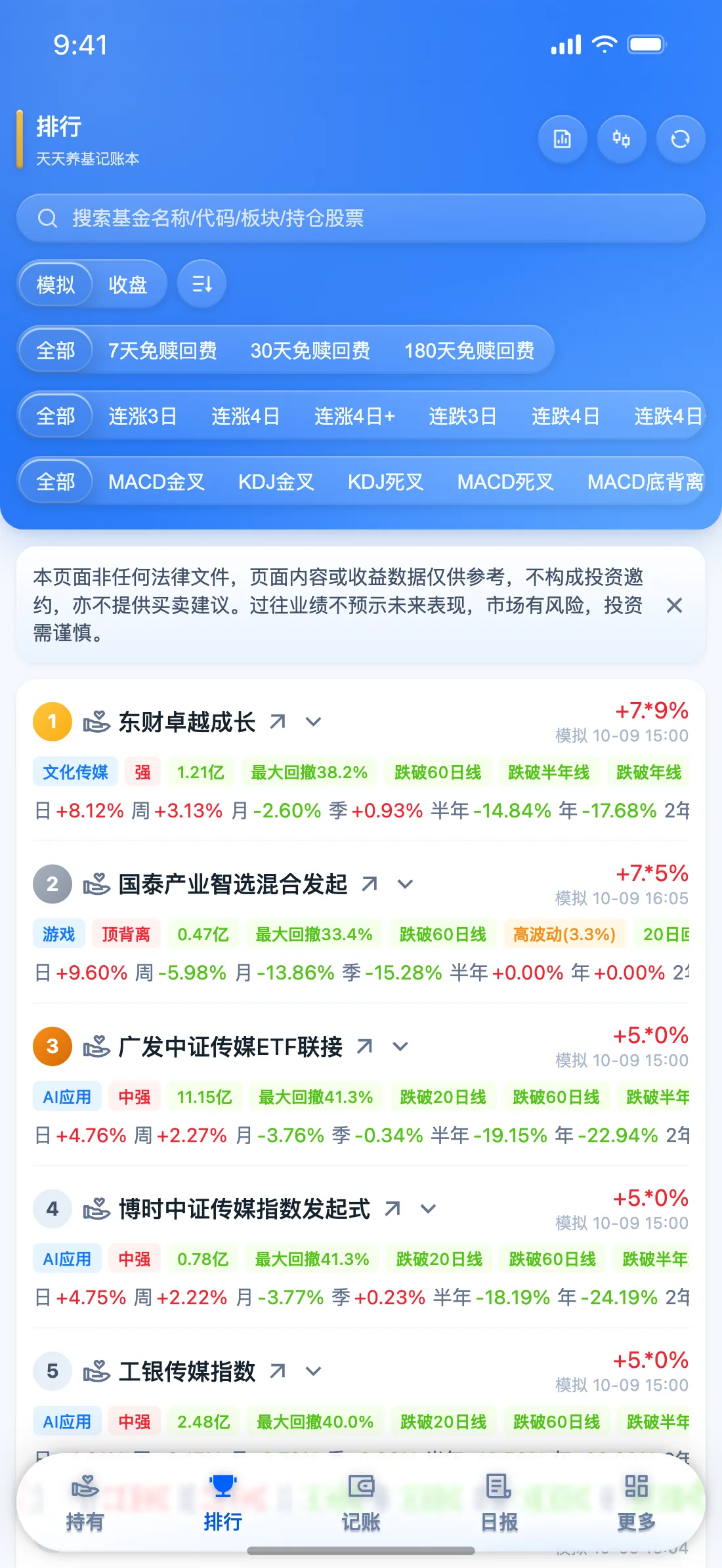 天天养基 App 排行截图（逐浪蓝）